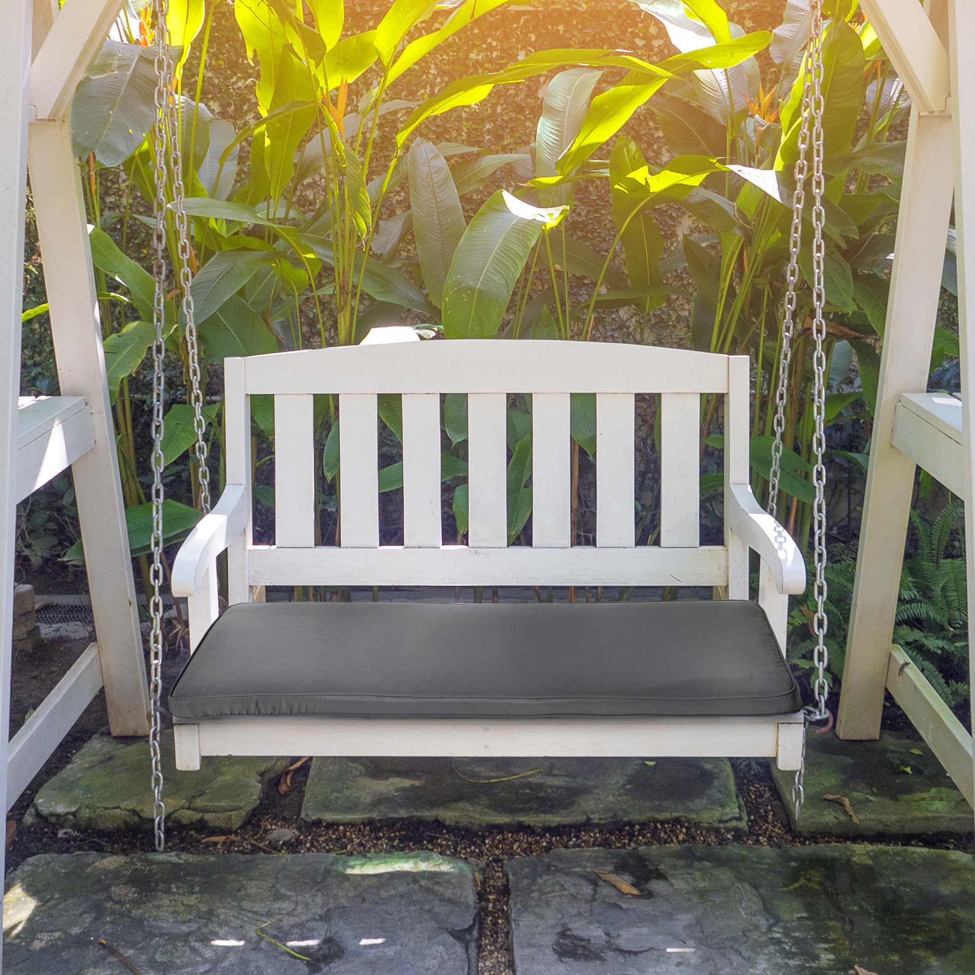 Outsunny Cojín para Banco de Exterior 110x46x5 cm Desenfundable y Lavable Almohadilla Acolchado para Banco Doble de Jardín Patio Terraza Gris