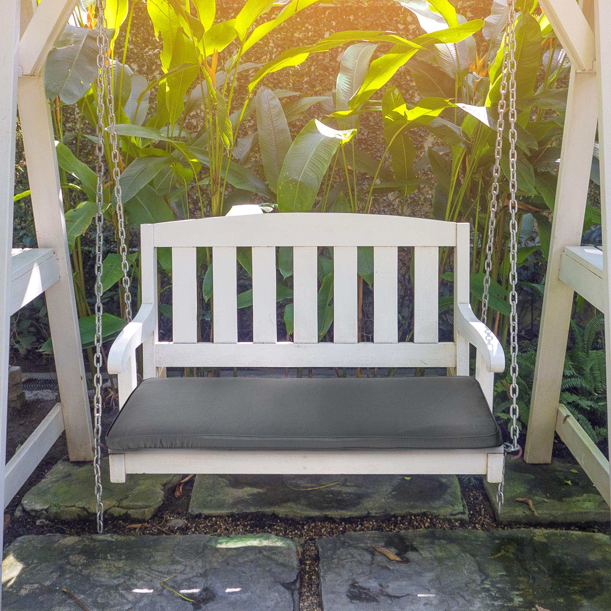 Outsunny Cojín para Banco de Exterior 110x46x5 cm Desenfundable y Lavable Almohadilla Acolchado para Banco Doble de Jardín Patio Terraza Gris