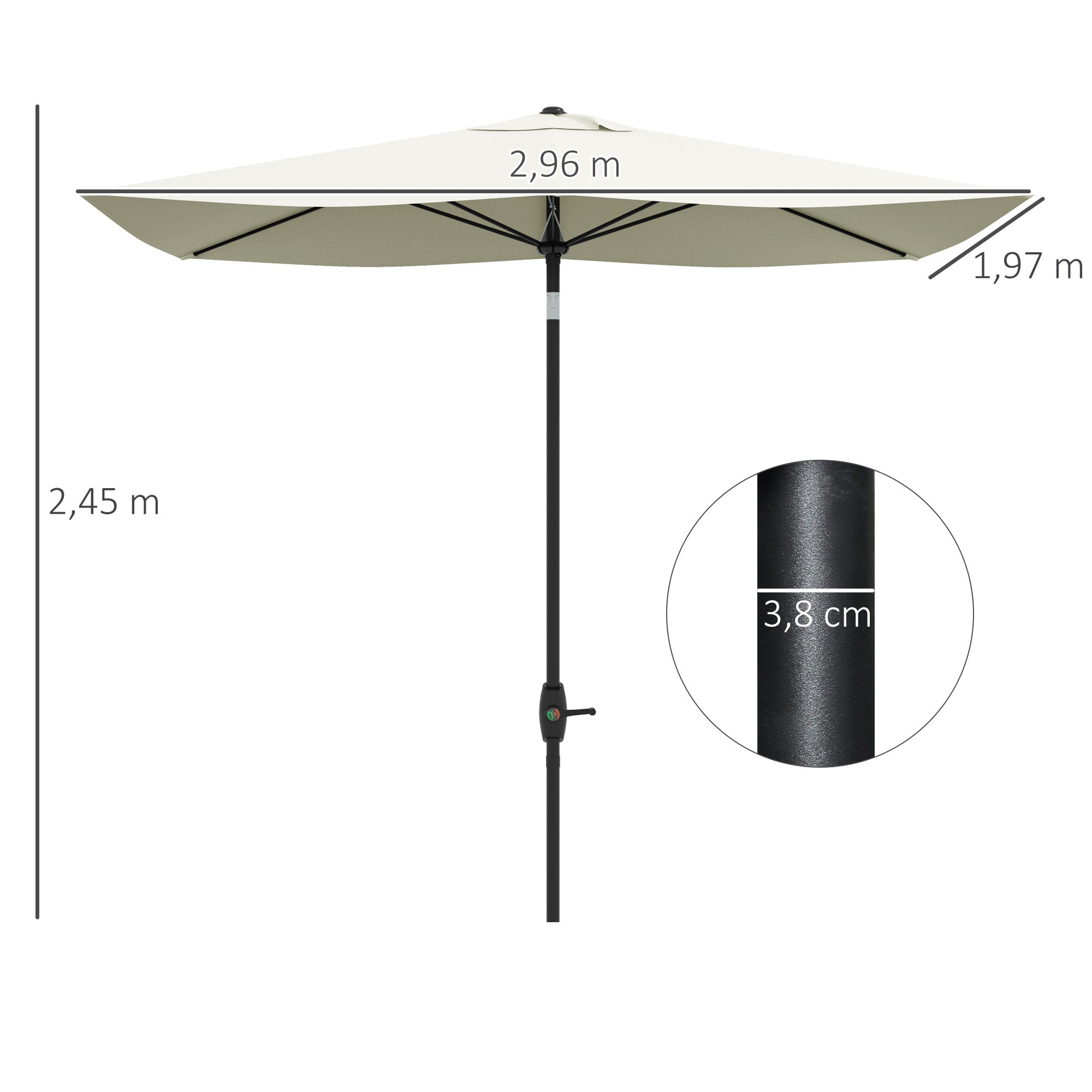 Outsunny Sombrilla de Terraza Exterior 3x2 m Parasol de Terraza Exterior con Ángulo Ajustable Mástil de Aluminio y Protección UV 50+ Sombrilla para Jardín Patio Beige