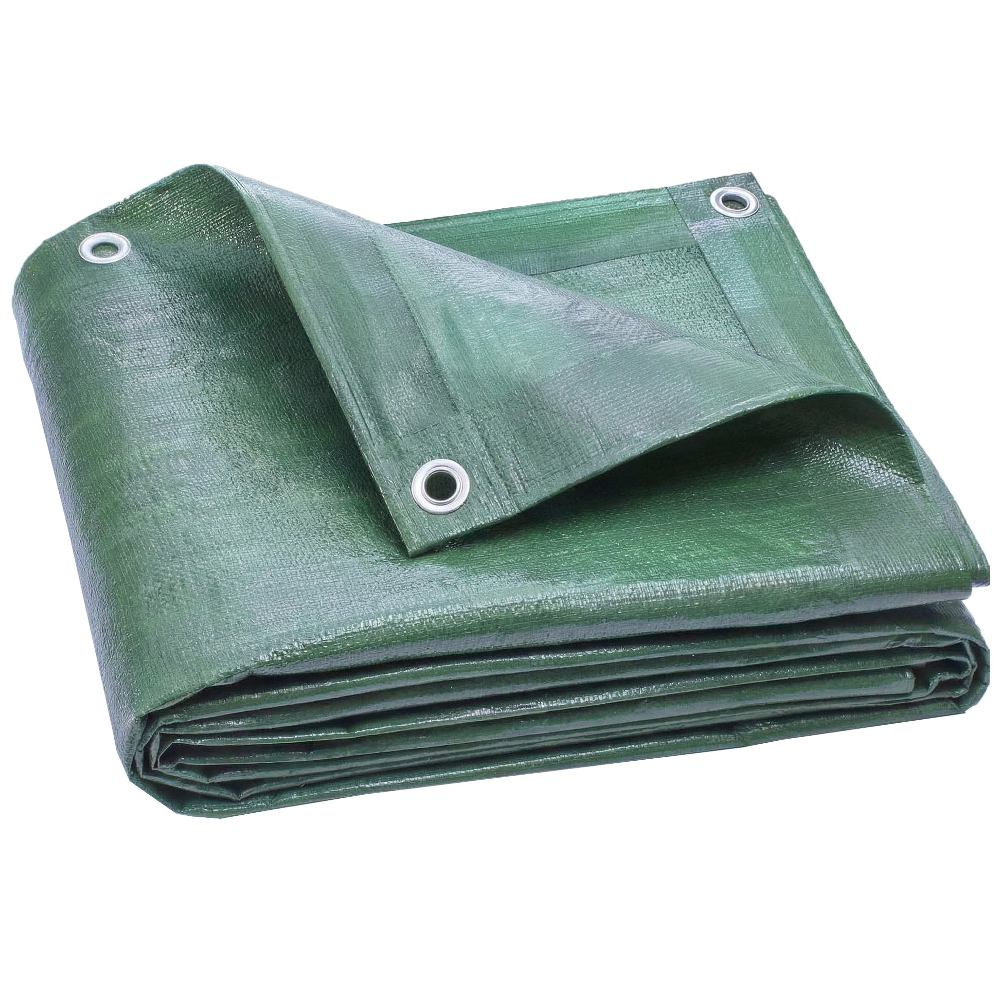 Outsunny Lona Impermeable Exterior 6x8 m, Toldo PE Resistente a Rasgaduras 90 g/m², Protección UV, con Ojales Reforzados para Leña, Muebles de Jardín, Invernaderos, Vehículos, Verde