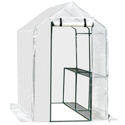 Outsunny Invernadero con Estantes para Flores Vivero Casero para Cultivo de Plantas con Puerta de Cremallera Malla de PE 186x120x190cm