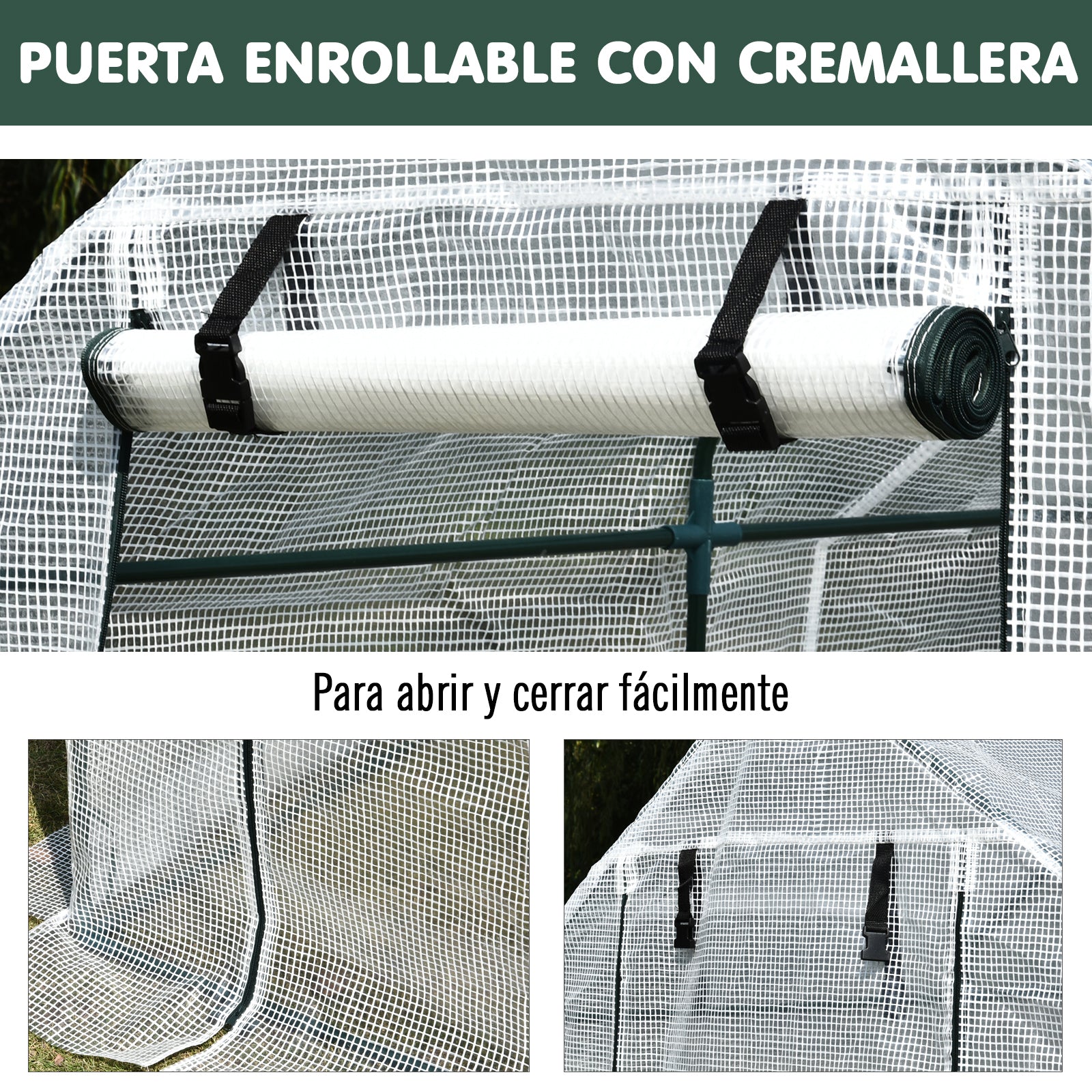 Outsunny Invernadero con Estantes para Flores Vivero Casero para Cultivo de Plantas con Puerta de Cremallera Malla de PE 186x120x190cm