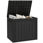 Outsunny Baúl de Almacenaje Exterior 93L Arcón de Jardín Exterior Pequeño de Plástico Impermeable con 2 Asas Integradas y Soporte para Candado 56x41x50 cm Negro