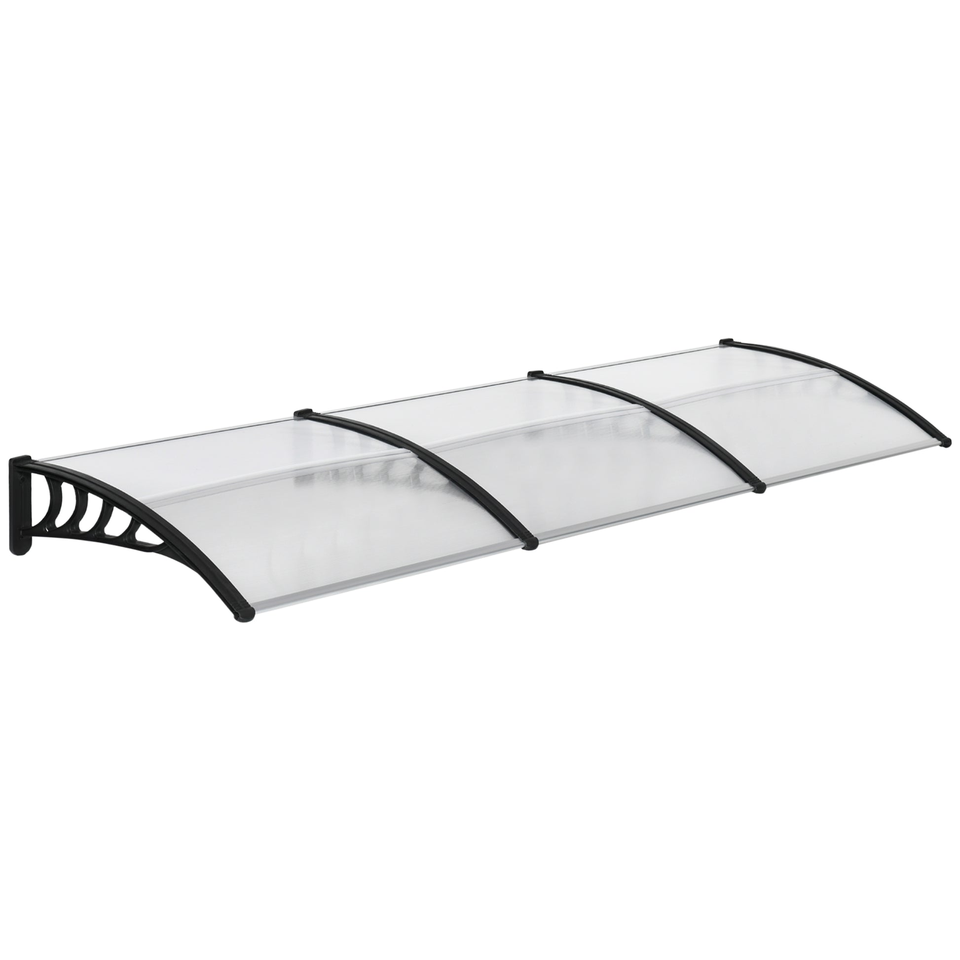 Outsunny Tejadillo de Protección 303x96 cm Marquesina Exterior para Puertas y Ventanas contra Sol y Lluvia con Soporte de Aleación de Aluminio PP Policarbonato Transparente