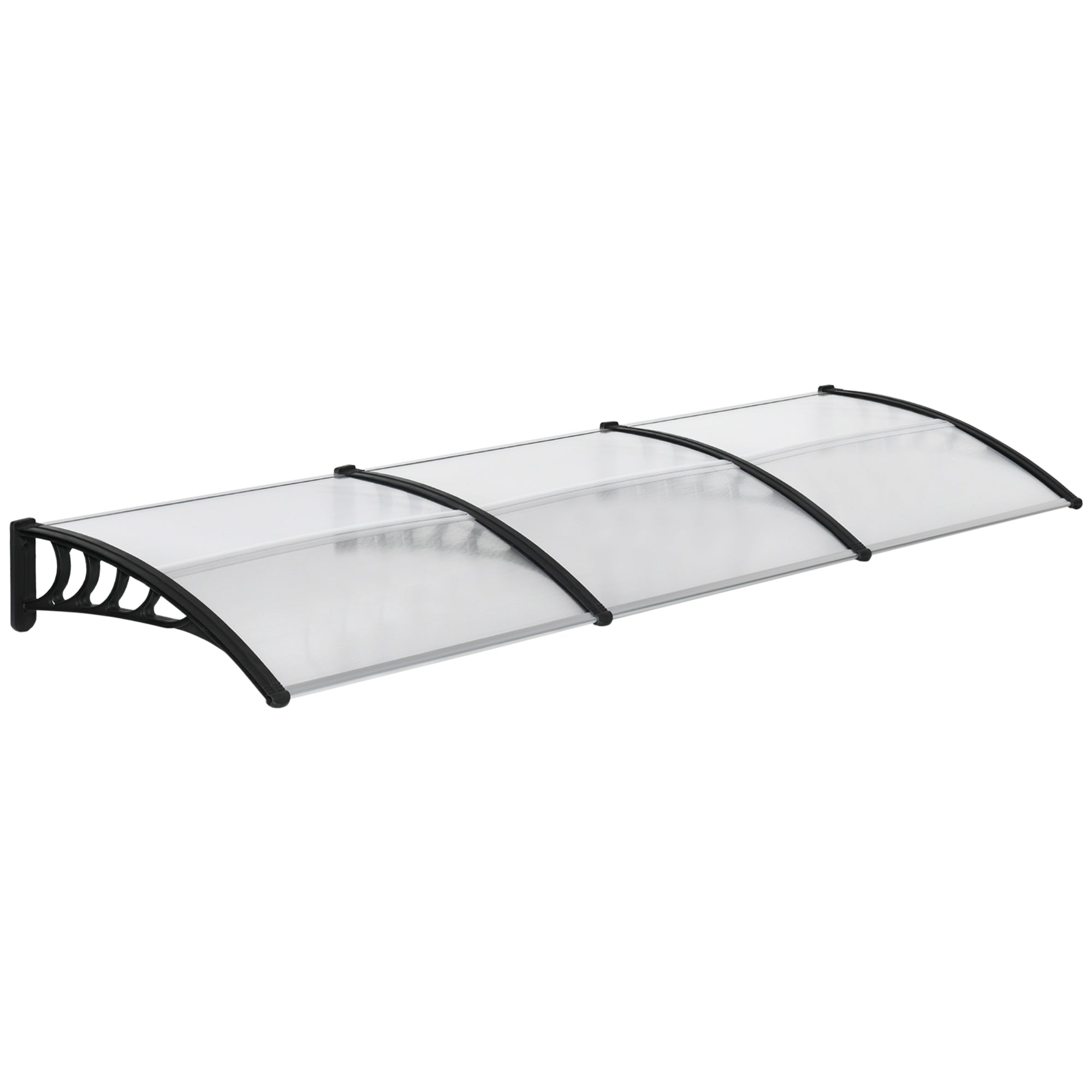 Outsunny Tejadillo de Protección 303x96 cm Marquesina Exterior para Puertas y Ventanas contra Sol y Lluvia con Soporte de Aleación de Aluminio PP Policarbonato Transparente