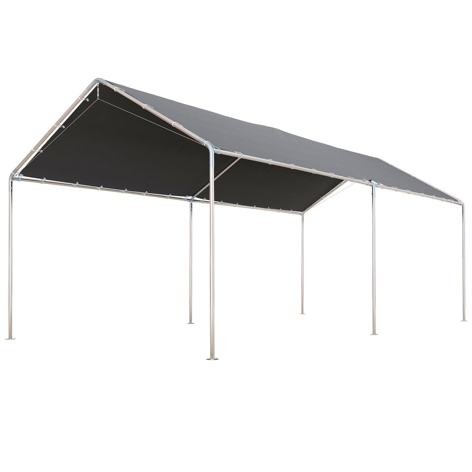 Outsunny Cochera Exterior 3x6 m Carpa Garaje para Coche Impermeable con Toldo de Tela PE y Marco de Acero Galvanizado Pabellón Gazebo para Jardín Patio Gris