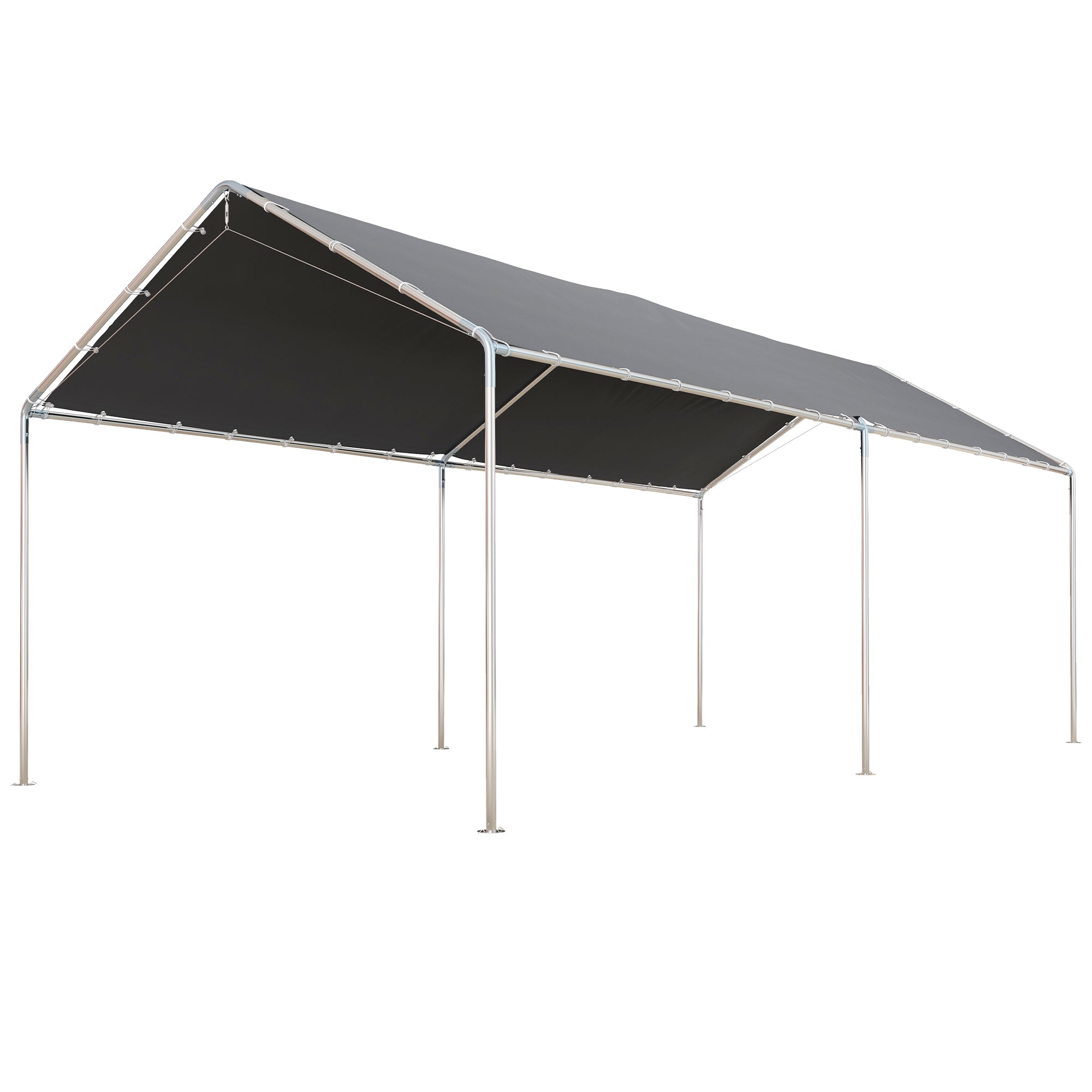Outsunny Cochera Exterior 3x6 m Carpa Garaje para Coche Impermeable con Toldo de Tela PE y Marco de Acero Galvanizado Pabellón Gazebo para Jardín Patio Gris