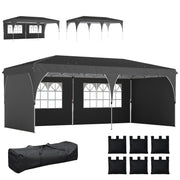Outsunny Carpa Plegable 6x3 m, Pop-up, con 4 Laterales Extraíbles, Cenador de Jardín con Tiras Reflectantes, Altura Ajustable, Sistema Central de Bloqueo, UPF50+, Impermeable, Bolsa Transporte, Gris