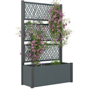 Outsunny Jardinera con Enrejado de Ratán, Jardinera Exterior Grande para Plantas Trepadoras, Maceta con Forro, para Jardín, Patio, Terraza, 90x35x148 cm, Gris Oscuro