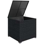 Outsunny Baúl de Almacenaje Exterior de Ratán Sintético de 253L, Arcón Exterior con Varilla Hidráulica, Forro con Cremallera y Marco de Acero, Carga 50 kg, para Jardín, Terraza, 72x72x70 cm, Negro
