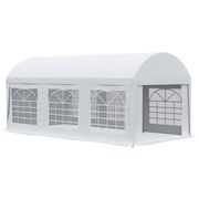 Outsunny Carpa para Fiestas 6x3 m Carpa de Jardín Cenador con Paredes Laterales Extraíbles Puerta con Cremalleras y 6 Ventanas Protección UV Pabellón para Exterior Eventos Bodas Blanco
