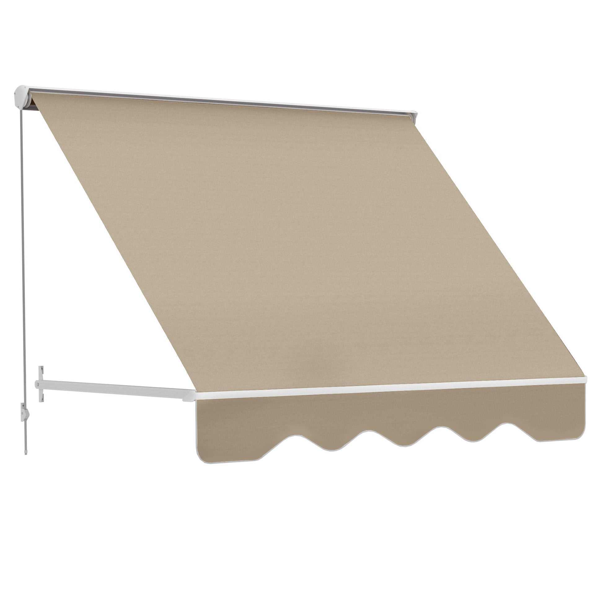 Outsunny Toldo Manual Retráctil de Aluminio Toldo para Exterior Toldo de Balcón Ángulo Ajustable Impermeable Anti-UV Tela de Poliéster 180x70cm Beige