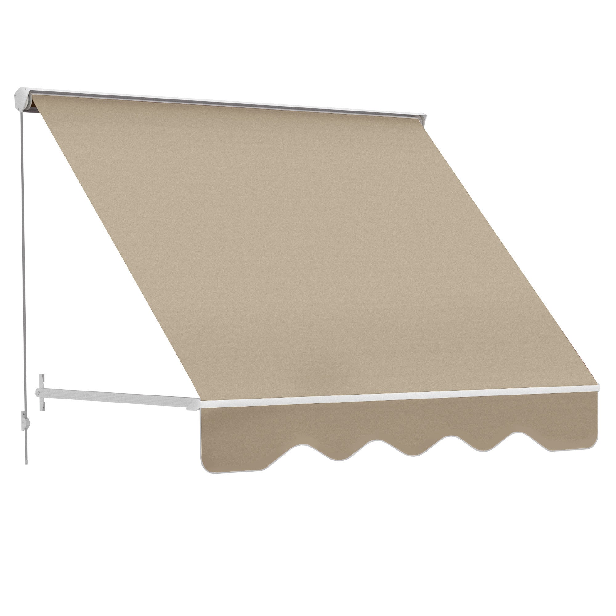 Outsunny Toldo Manual Retráctil de Aluminio Toldo para Exterior Toldo de Balcón Ángulo Ajustable Impermeable Anti-UV Tela de Poliéster 180x70cm Beige