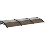 Outsunny Tejadillo de Protección 303x96x27 cm Marquesina Exterior para Puertas y Ventanas contra Sol y Lluvia con Soporte de PP Policarbonato Marrón