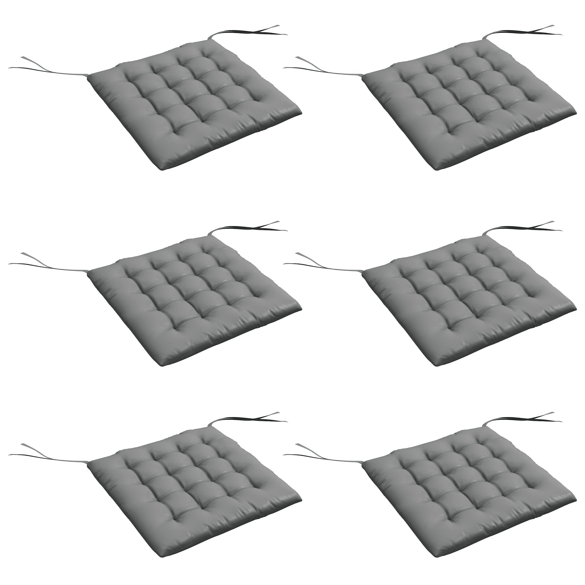 Outsunny Juego de 6 Cojines para Sillas de Comedor, 40x40 cm, 6 Piezas, Cojines para Sillas de Jardín Acolchados con Cintas y Fundas Extraíbles, Gris Oscuro