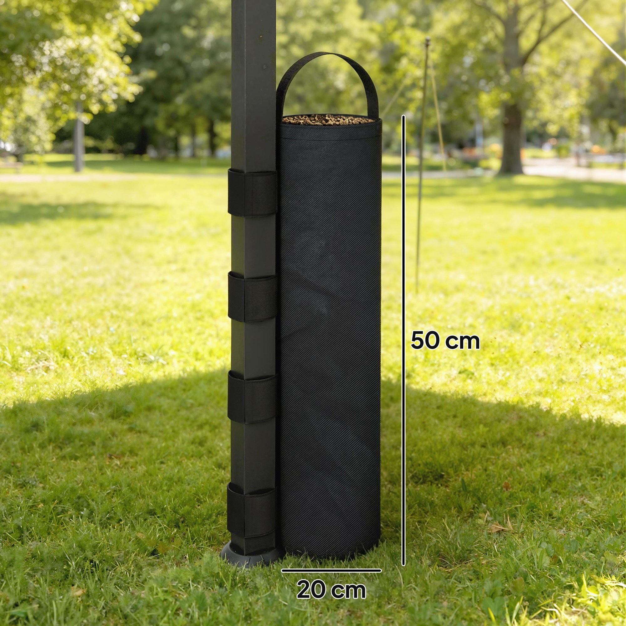 Outsunny Pack 8 Pesos para Carpas, Bolsas de Pesos Pesas de Piernas para Cenador, Pabellón, Gazebo, de Tela Oxford 600D, Bolsas de Arena para Exteriores, sin Arena, Negro