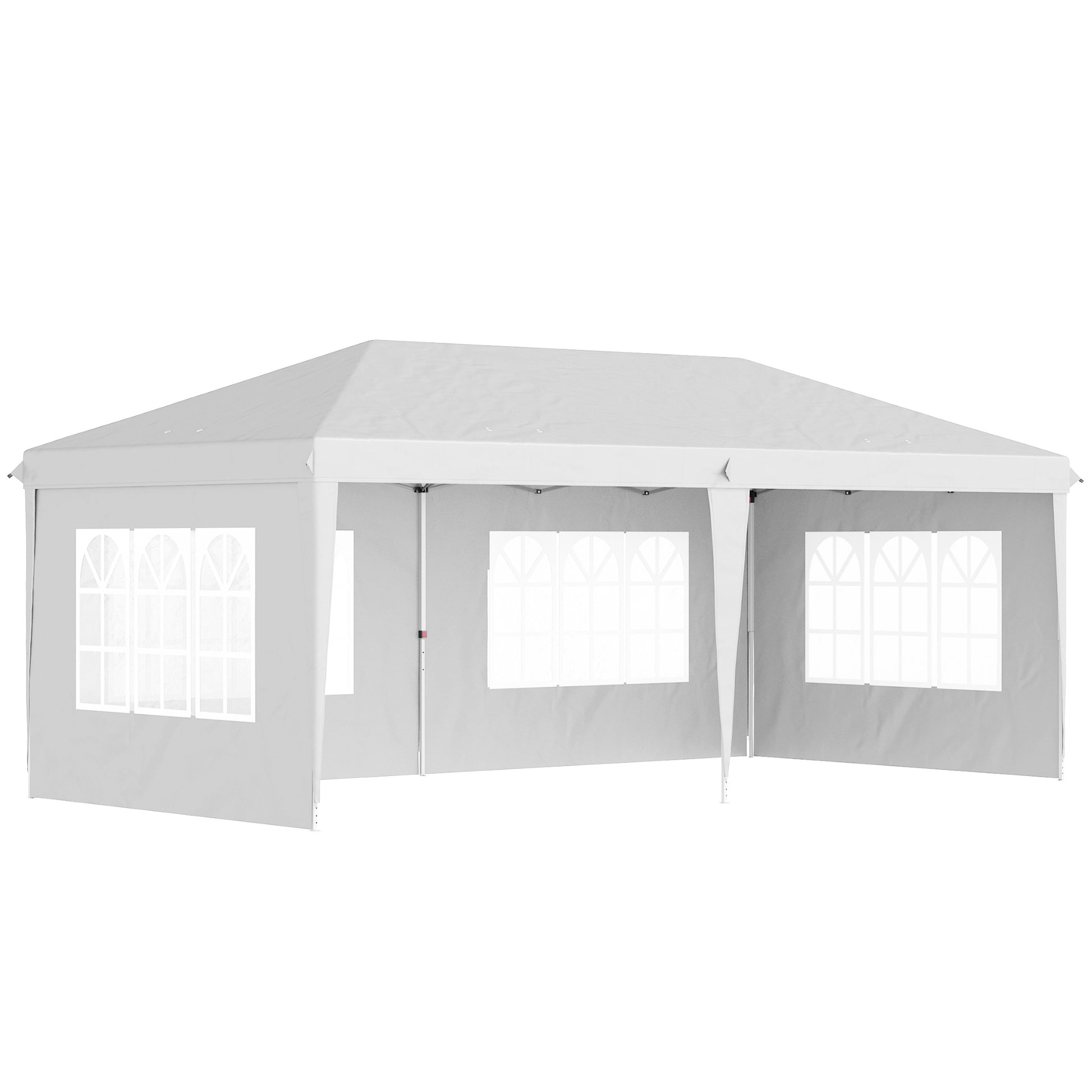 Outsunny Carpa Plegable 6x3 m con 4 Laterales Desmontables Cenador de Jardín con 4 Ventanas Visibles y Bolsa de Transporte Impermeable Gazebo para Exterior Patio Terraza Blanco
