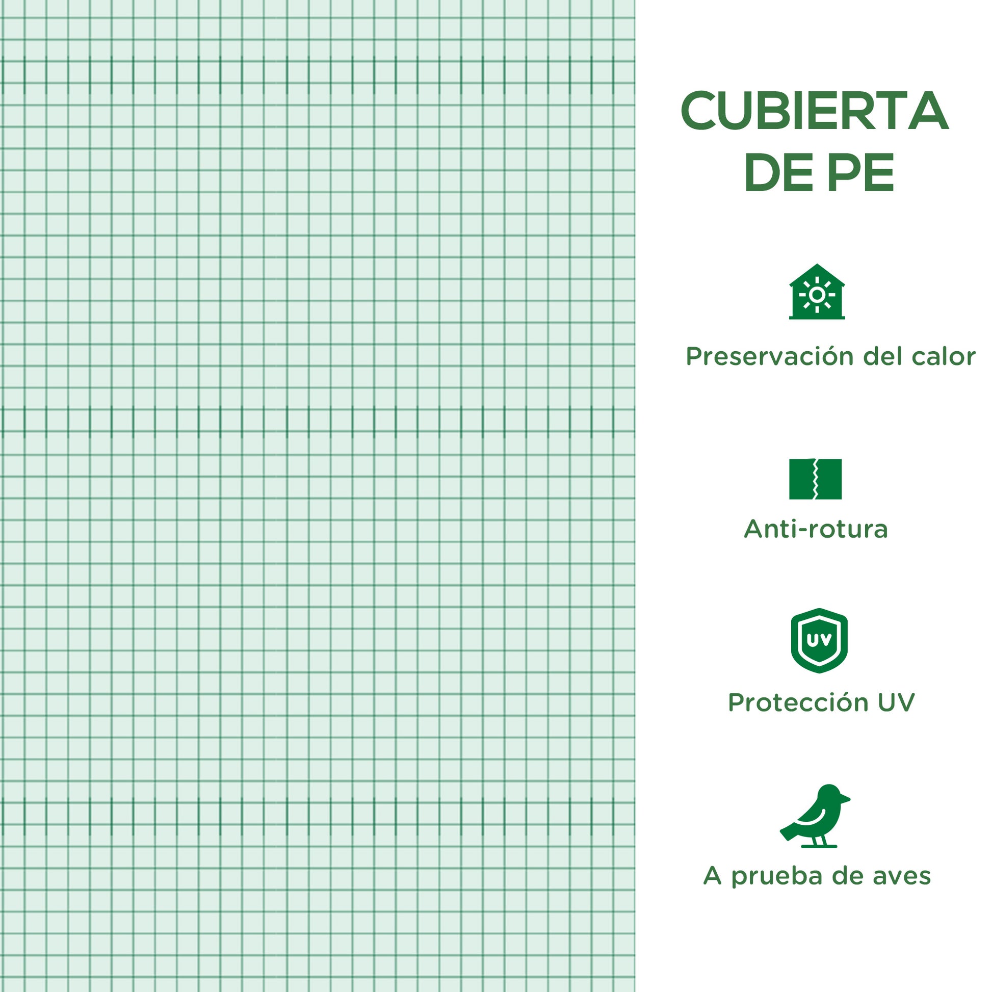 Outsunny Conjunto de Invernadero de Túnel y Cubierta de Repuesto con 4 Ventanas y Puerta Anti-UV para Cultivos Plantas Flores en Jardín Terraza 2,5x2x2 m Verde