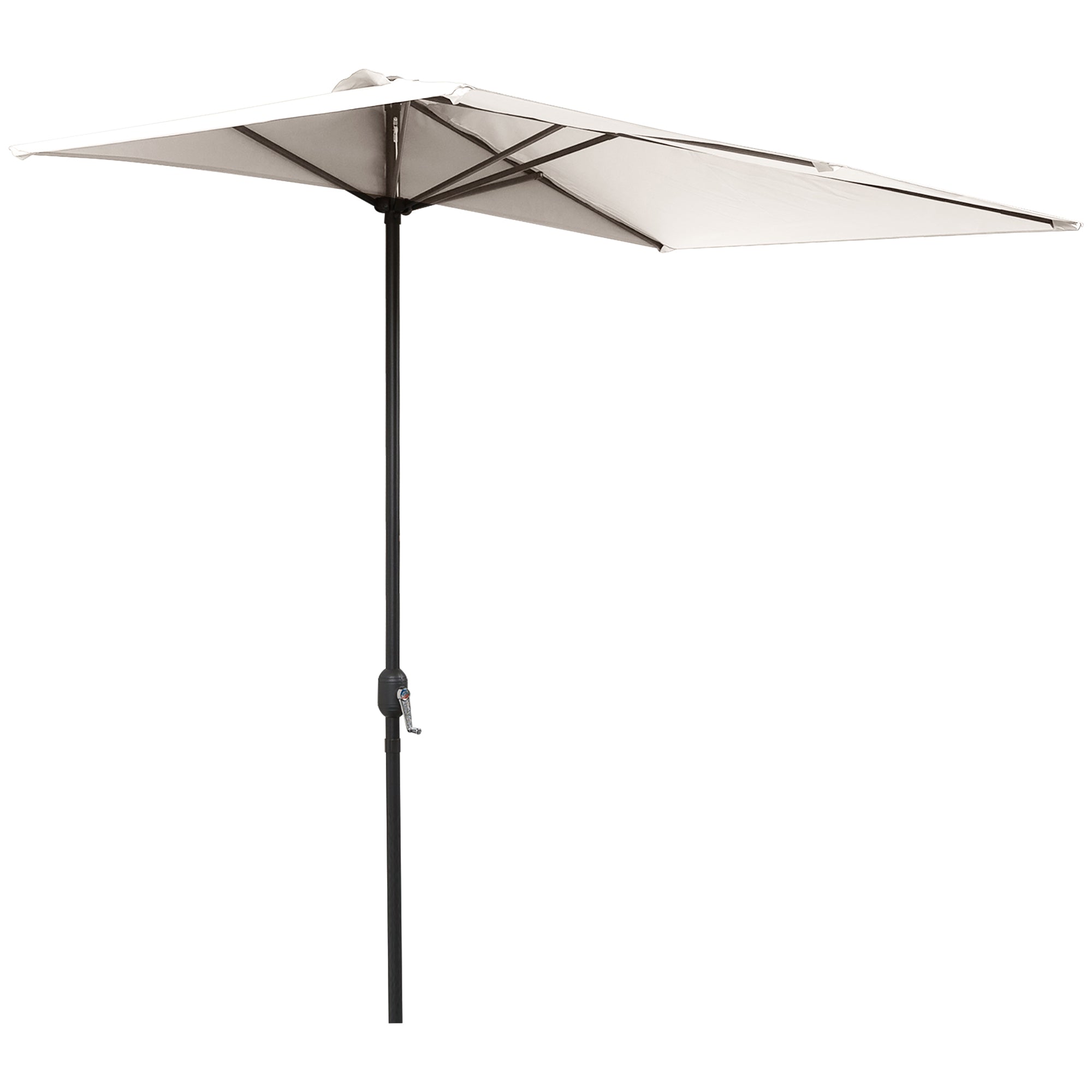 Outsunny Sombrilla Rectangular 230x130x245 cm Parasol para Pared Media Sombrilla con Manivela Protección UV 30+ Impermeable Sombrilla para Balcón Terraza Jardín Crema