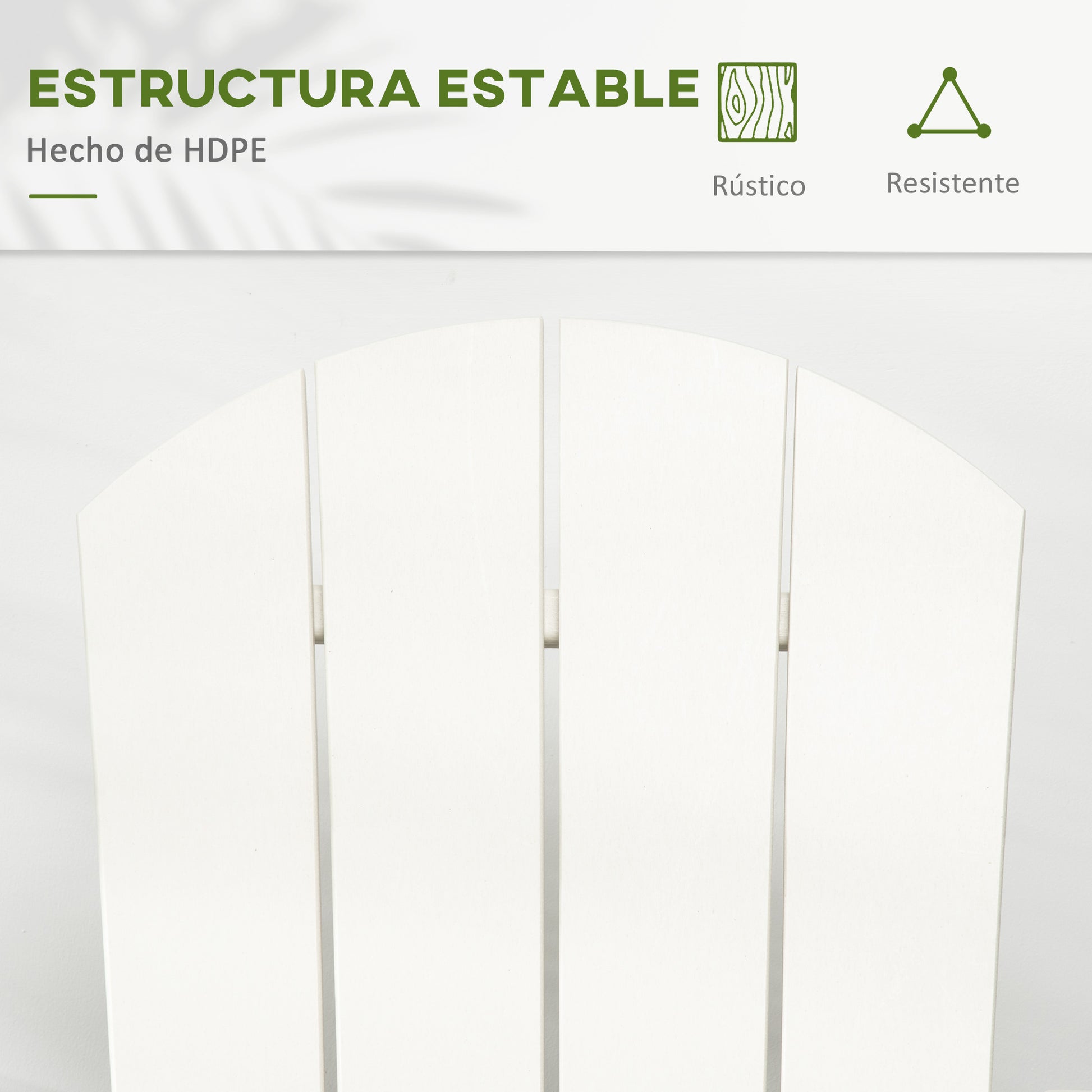 Outsunny Silla Mecedora de Jardín Mecedora para Exterior de Estilo Adirondack de HDPE para Balcón Terraza Patio Carga 120 kg 73,5x93x91,5 cm Blanco