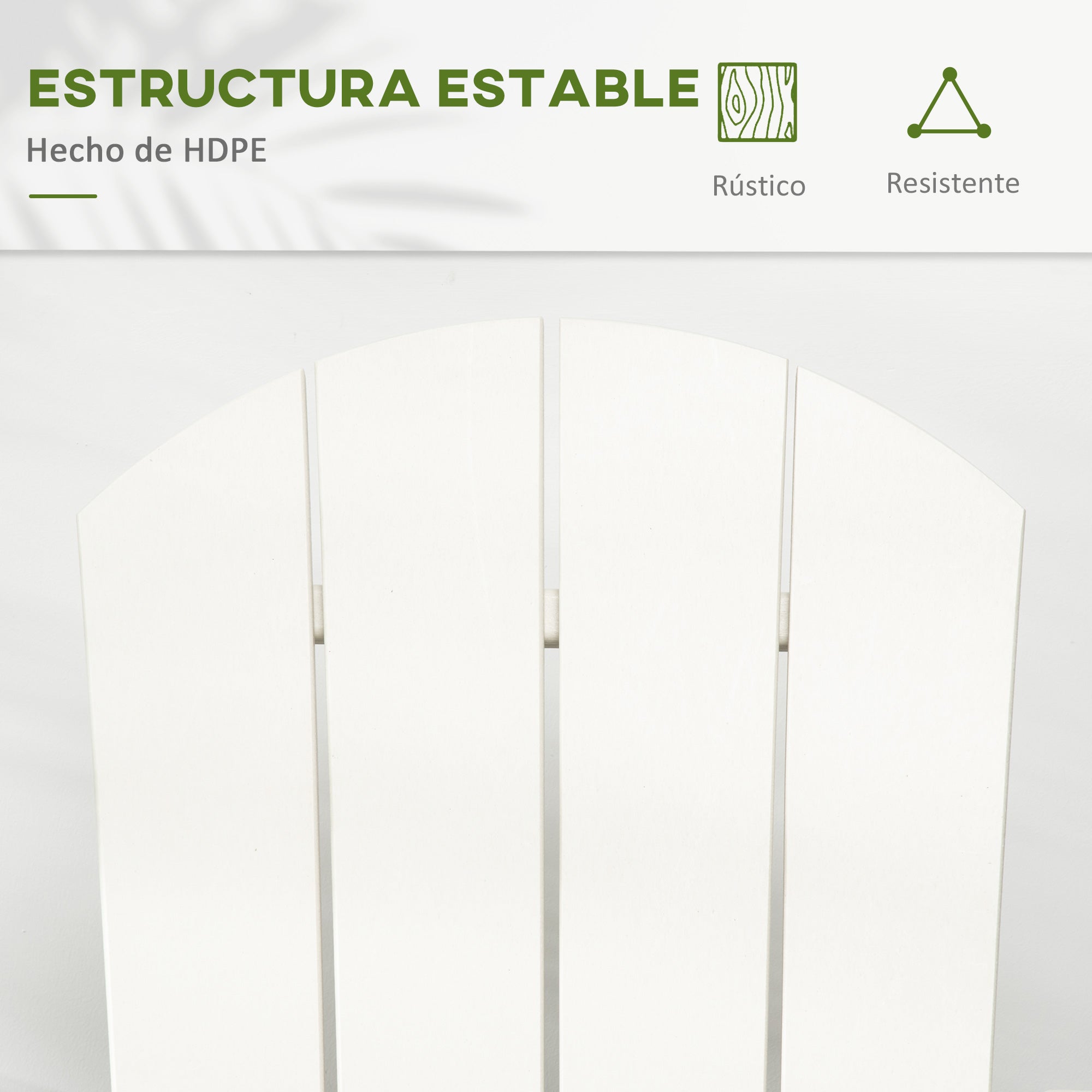 Outsunny Silla Mecedora de Jardín Mecedora para Exterior de Estilo Adirondack de HDPE para Balcón Terraza Patio Carga 120 kg 73,5x93x91,5 cm Blanco