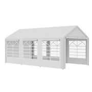 Outsunny Carpa para Fiestas 6x3 m Cenador Pabellón de Jardín con 4 Paneles Laterales 2 Puertas Enrollables y 6 Ventanas Protección UV para Exterior Eventos Bodas Blanco