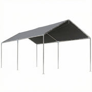 Outsunny Carpa Garaje para Coche 3x6 m, Cochera Exterior Portátil con Marco de Acero Galvanizado, Impermeable, Anti-UV, Pabellón Gazebo de Jardín con Accesorios, para Eventos, Fiestas, Gris