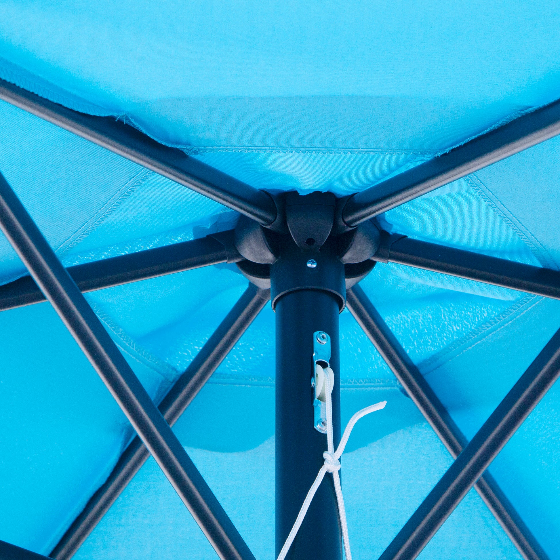 Outsunny Sombrilla de Jardín, Ø260x235 cm, Parasol de Jardín Reclinable con Manivela, Poste Desmontable de Aluminio y 6 Varillas de Metal, para Terraza, Exterior, Balcón, Azul