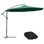 Outsunny Conjunto de Sombrilla Incluye 1 Sombrilla de Jardín Ø300x250 cm y 1 Base de Sombrilla Rellenable de Agua 80 kg Arena 90 kg o Mixto 100 kg Verde Oscuro y Negro