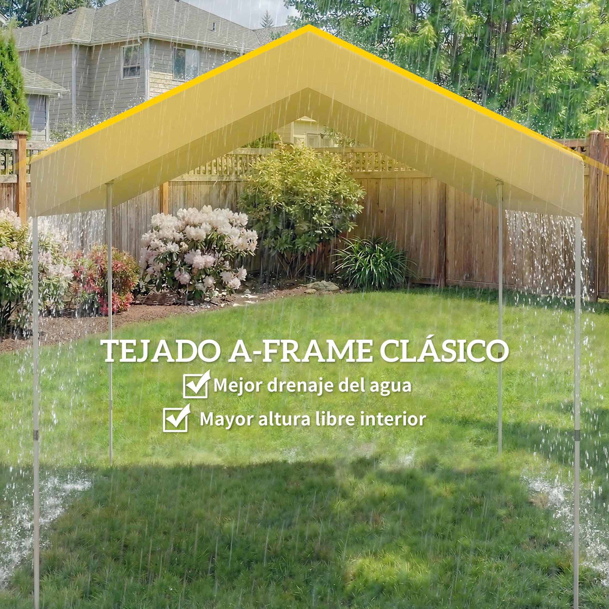 Outsunny Carpa Plegable 2,4x2,4 m, Pop-up, Cenador de Jardín con UPF50+, Bloqueo Central, Altura Ajustable, Bolsa de Transporte, Sacos Arena, Gazebo para Exterior, Beige