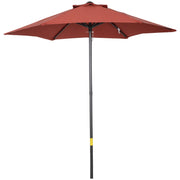 Outsunny Sombrilla de Terraza Exterior Ø2x2 m Parasol de Terraza Exterior con Techo de Ventilación y Poste Desmontable de Aluminio Sombrilla para Jardín Patio Rojo Vino