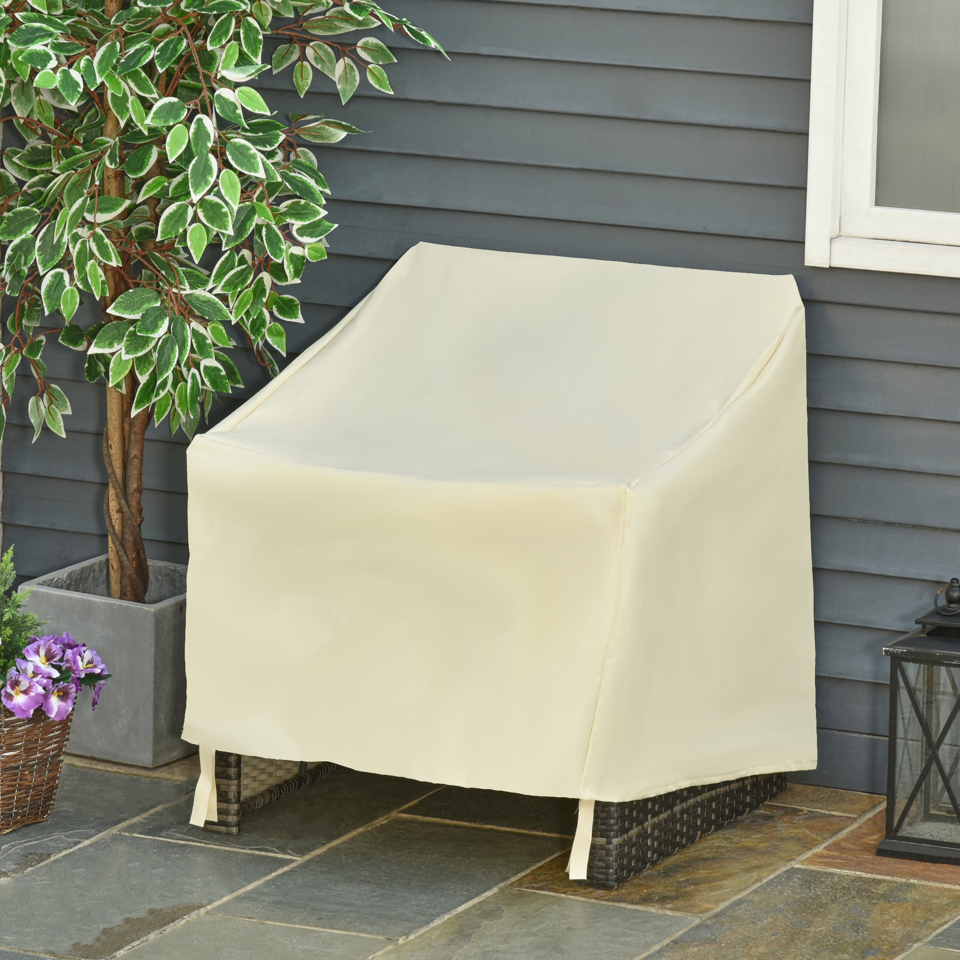 Outsunny Funda Protectora para Sillas Cubierta de Muebles Sillón Impermeable Exterior Jardín Protección contra Lluvia y Sol 68x87x77cm 600D Tela Oxford