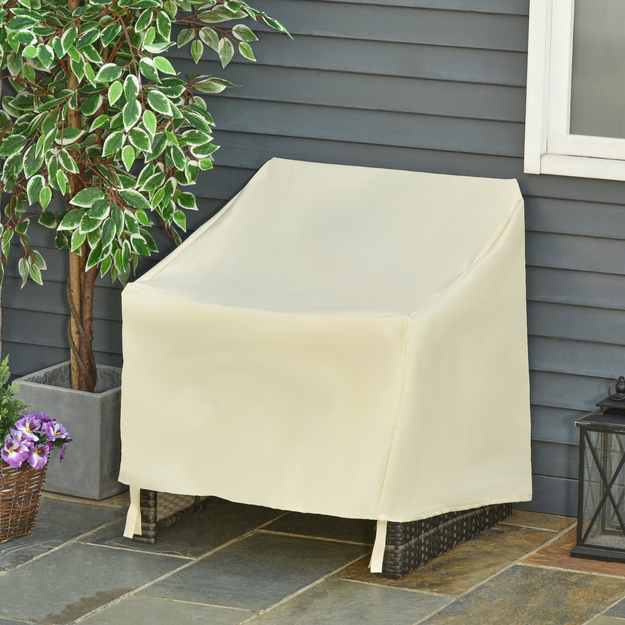 Outsunny Funda Protectora para Sillas Cubierta de Muebles Sillón Impermeable Exterior Jardín Protección contra Lluvia y Sol 68x87x77cm 600D Tela Oxford