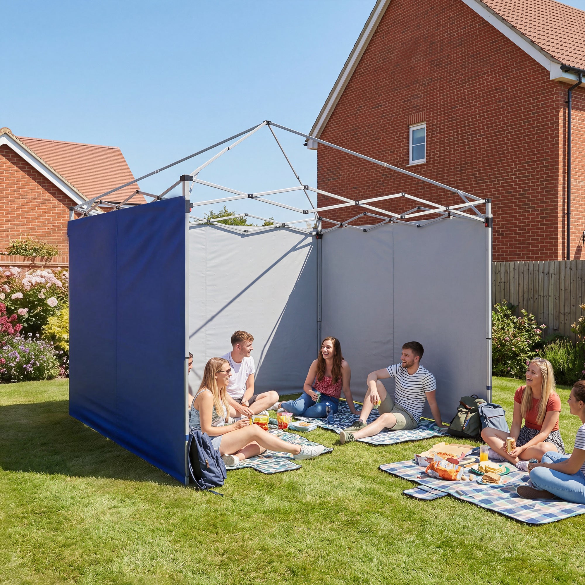 Outsunny 3 Paredes Laterales para Carpas de 3x3 m, Paredes Laterales de Repuesto para Cenador de Tela Oxford 210D con Cremallera, para Fiestas, 300x200 cm, Azul Oscuro
