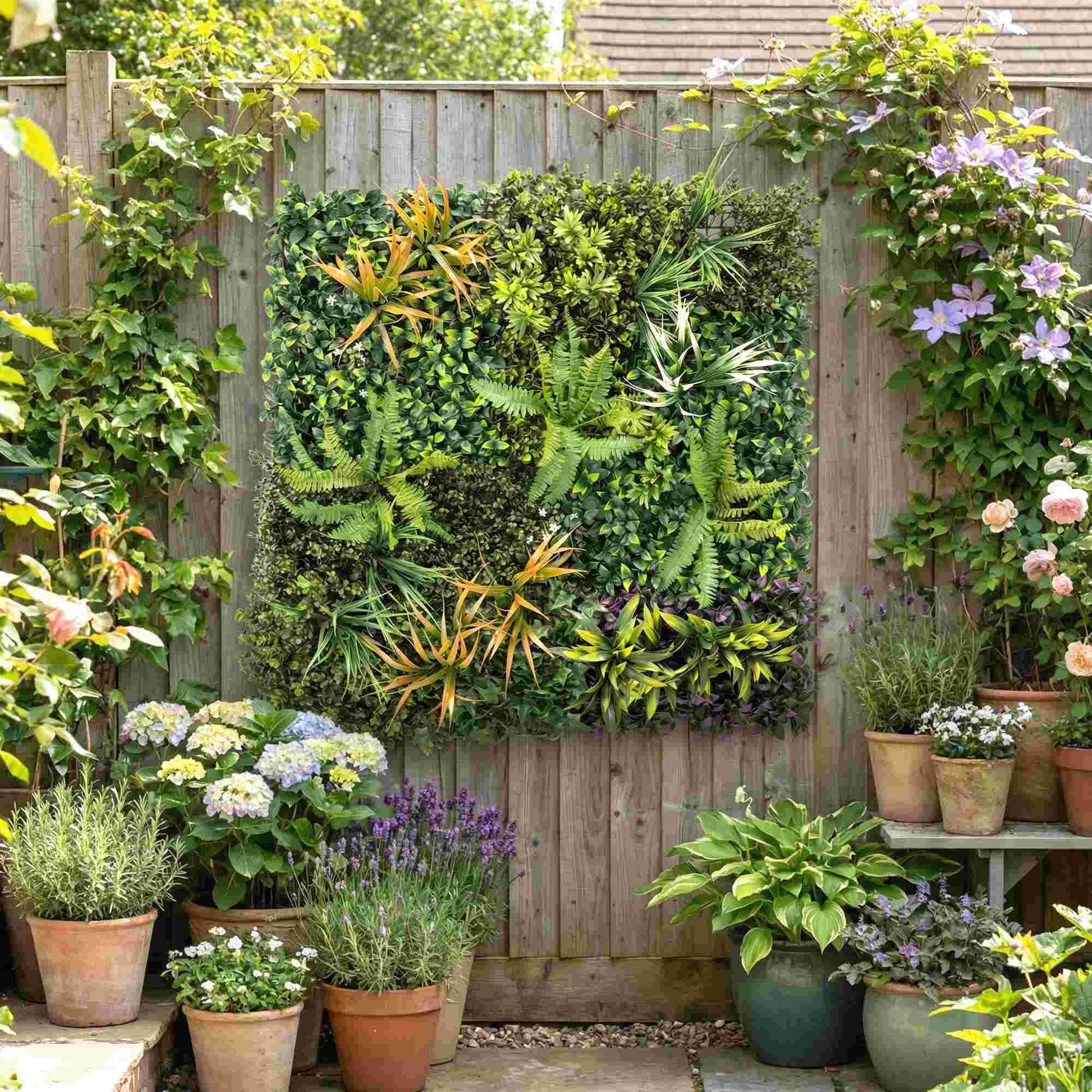 Outsunny Seto Artificial Ocultación Jardín en Rollo 1x1 m Pantalla de Valla de Privacidad de Hiedra Artificial Fácil Montaje para Terraza Balcón Exterior Decoración de Hojas Verde