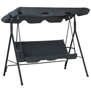 Outsunny Columpio de Jardín de 3 Plazas Silla Balancín con Parasol Techo Ajustable en Ángulo Impermeable para Exterior Terraza Balcón Carga Máx. 200 kg Acero 172x110x153 cm Gris