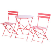 Outsunny Conjunto Muebles Plegables de Jardín de 3 piezas Mesa y 2 Sillas de Metal para Balcón Terraza Exteriores Ø60x71 cm Rojo