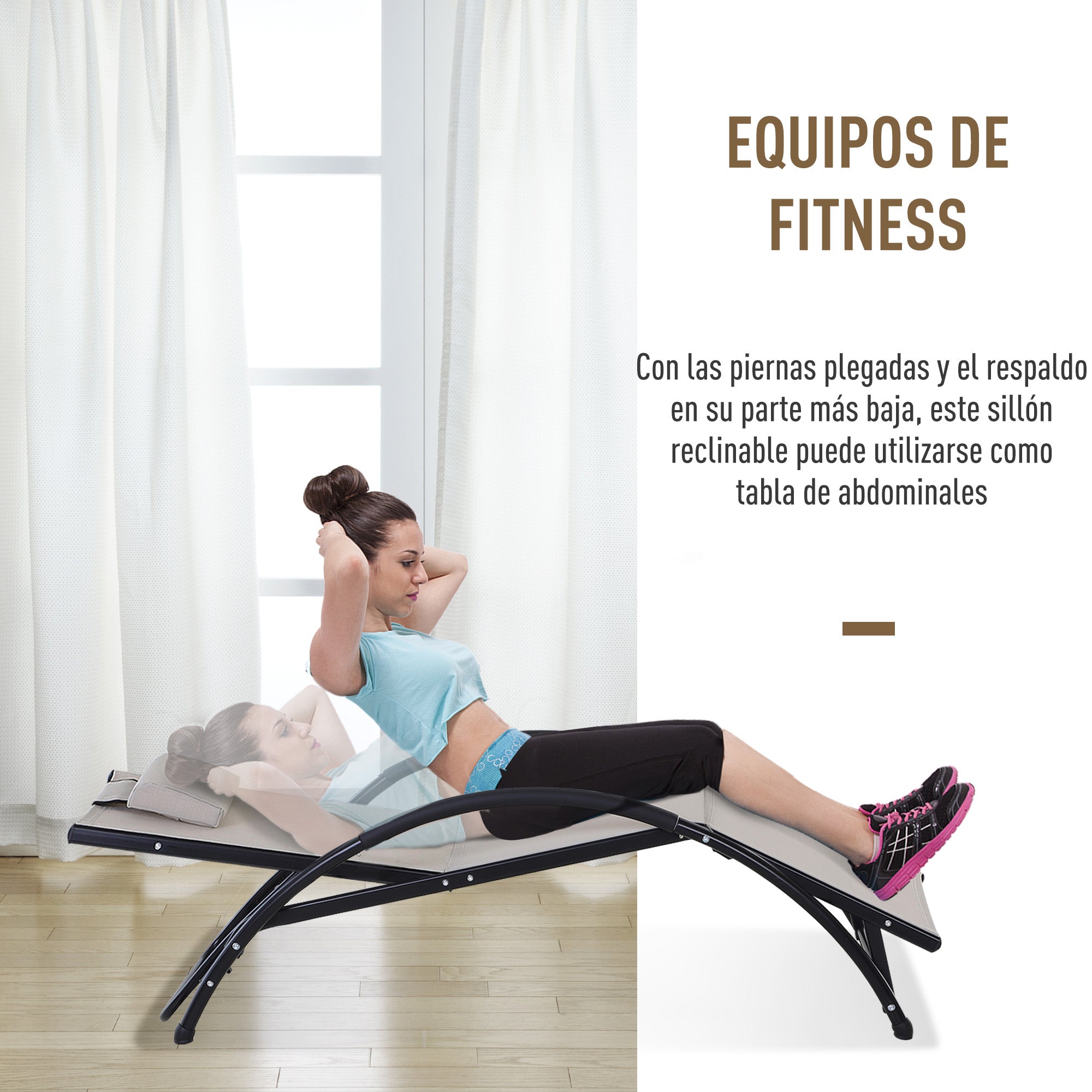 Outsunny Tumbona Aluminio de Jardín Reclinable con Respaldo Ajustable de 5 Niveles Reposapiés Regulable y Reposacabezas Extraíble para Terraza Balcón Exterior 66x152x81 cm Beige