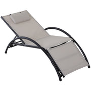 Outsunny Tumbona Aluminio de Jardín Reclinable con Respaldo Ajustable de 5 Niveles Reposapiés Regulable y Reposacabezas Extraíble para Terraza Balcón Exterior 66x152x81 cm Beige