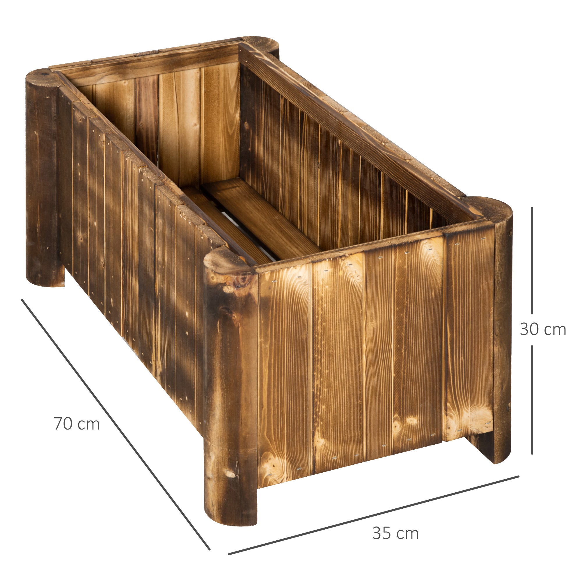 Outsunny Jardinera de Madera Arriate de Jardín Macetero Rectangular con 4 Patas Huerto Urbano para Cultivos Verduras Flores en Patio Balcón Terraza 70x35x30 cm Natural