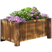 Outsunny Jardinera de Madera Arriate de Jardín Macetero Rectangular con 4 Patas Huerto Urbano para Cultivos Verduras Flores en Patio Balcón Terraza 70x35x30 cm Natural