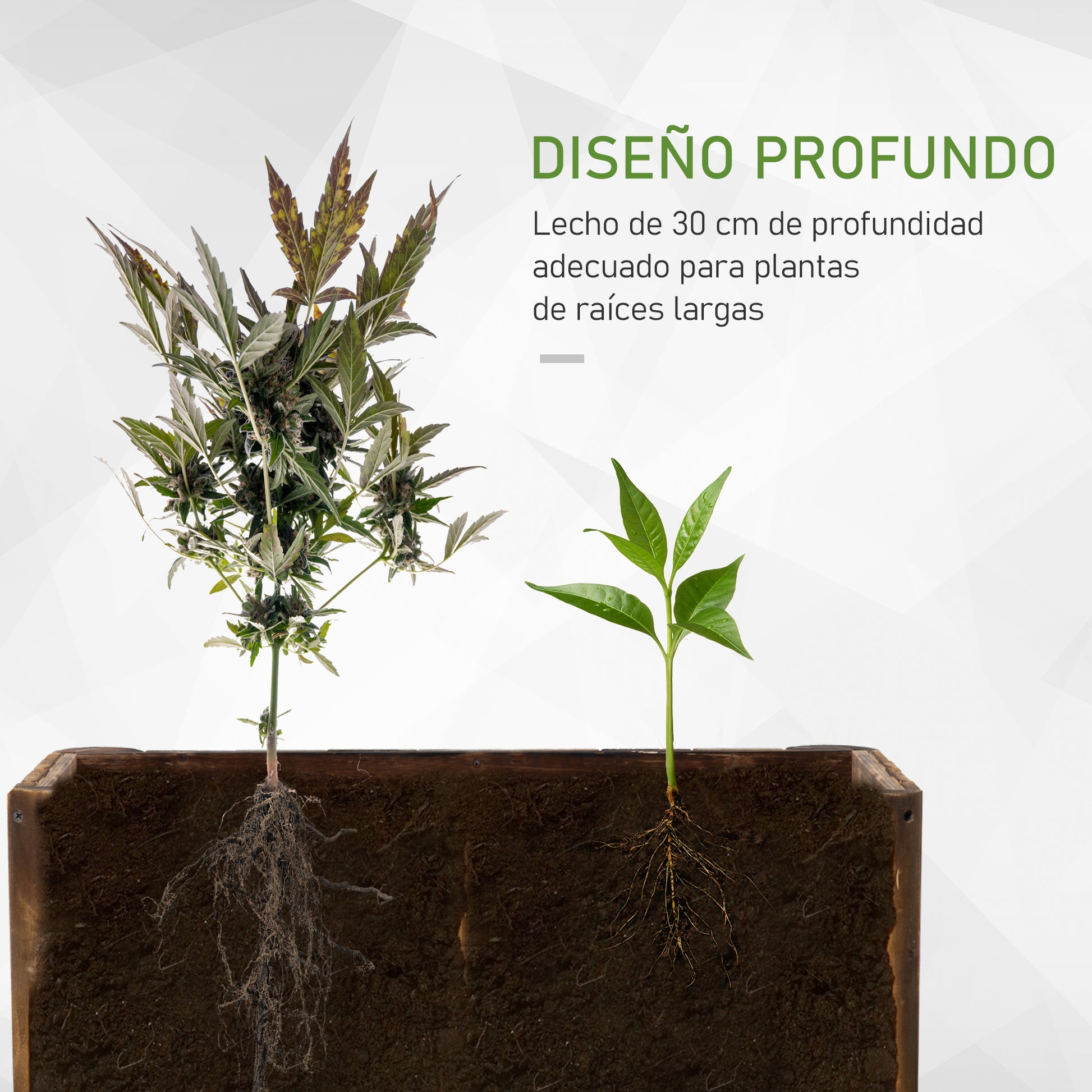 Outsunny Jardinera de Madera Arriate de Jardín Macetero Rectangular con 4 Patas Huerto Urbano para Cultivos Verduras Flores en Patio Balcón Terraza 70x35x30 cm Natural