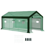 Outsunny Invernadero de Exterior 6x3x2,8 m Invernadero de Túnel con 6 Ventanas Cubierta de PE Anti-UV y 2 Puertas Enrollables con Cremallera Invernadero para Jardín Patio Verde
