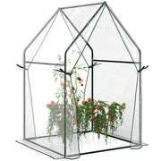 Outsunny Invernadero de Jardín Invernadero de Terraza con 2 Puertas con Cremallera Anti-UV para Cultivo de Plantas Flores Verduras 90x90x145 cm Transparente