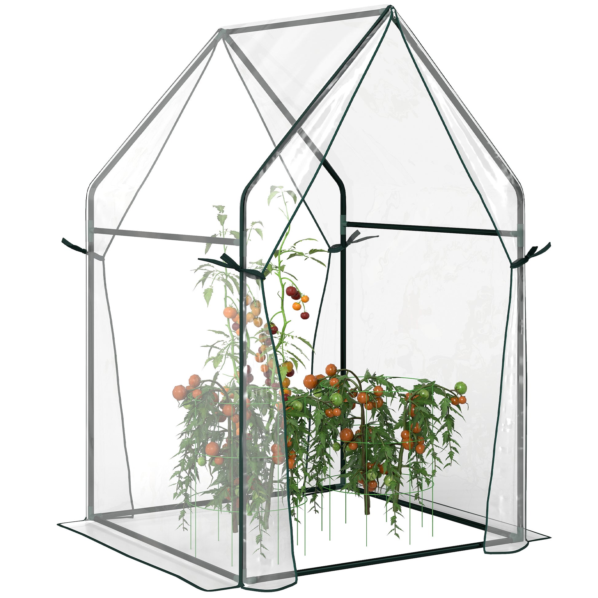 Outsunny Invernadero de Jardín Invernadero de Terraza con 2 Puertas con Cremallera Anti-UV para Cultivo de Plantas Flores Verduras 90x90x145 cm Transparente
