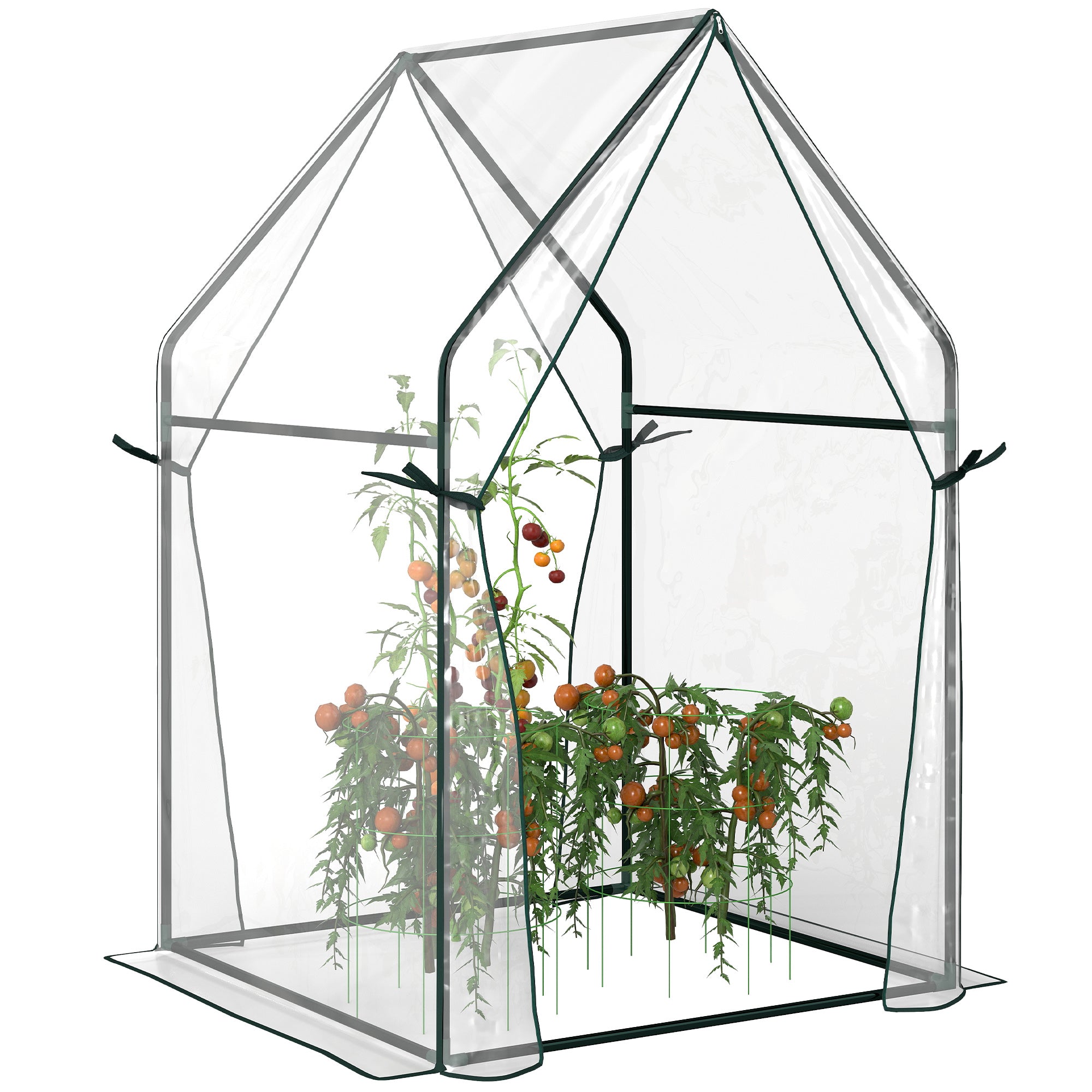 Outsunny Invernadero de Jardín Invernadero de Terraza con 2 Puertas con Cremallera Anti-UV para Cultivo de Plantas Flores Verduras 90x90x145 cm Transparente