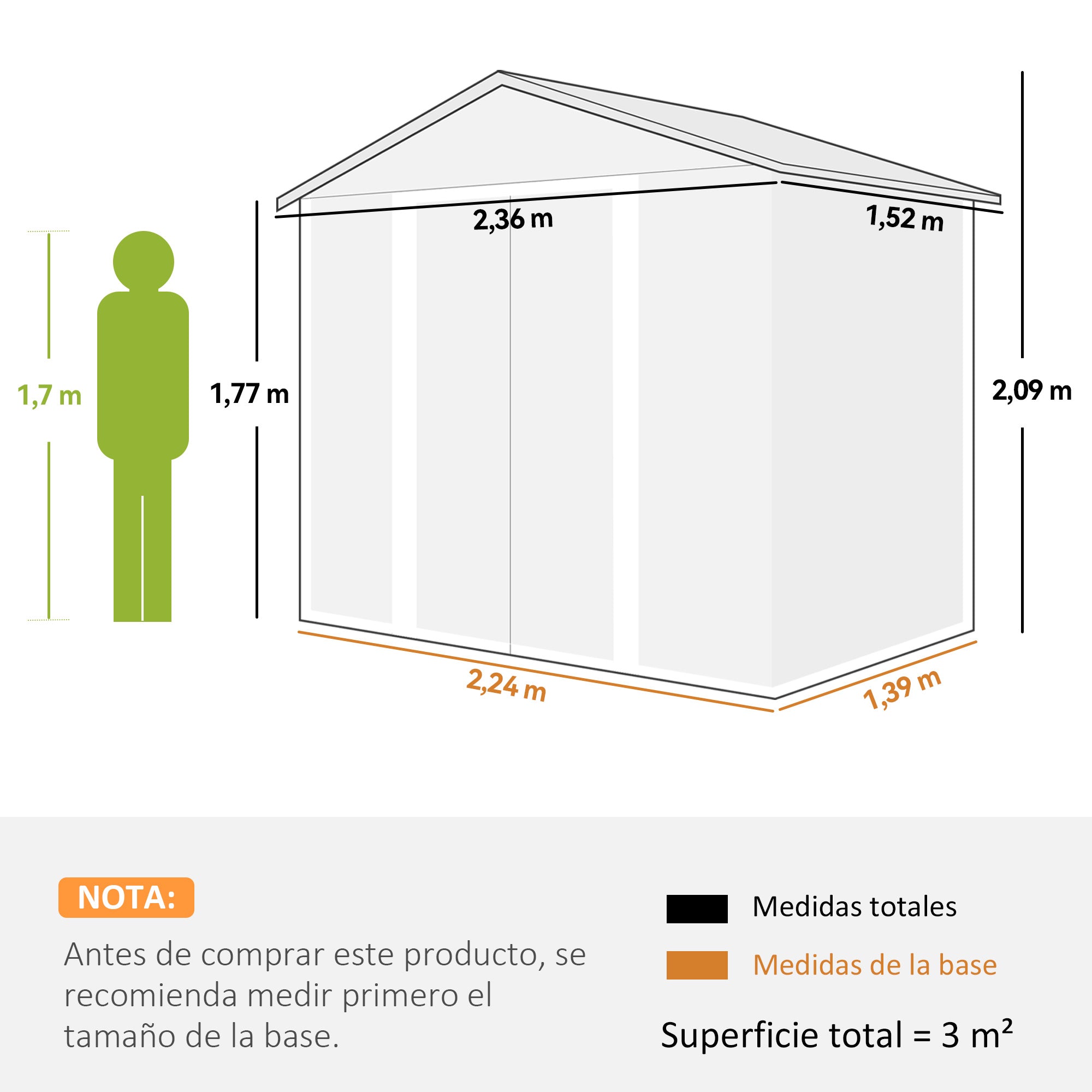 Outsunny Caseta de Jardín Exterior 3 m² 235,7x152x208,7 cm Cobertizo de Jardín Exterior Metálica con 2 Puertas Corredizas y 4 Ventanas para Almacenamiento de Herramientas Efecto Madera Natural y Café