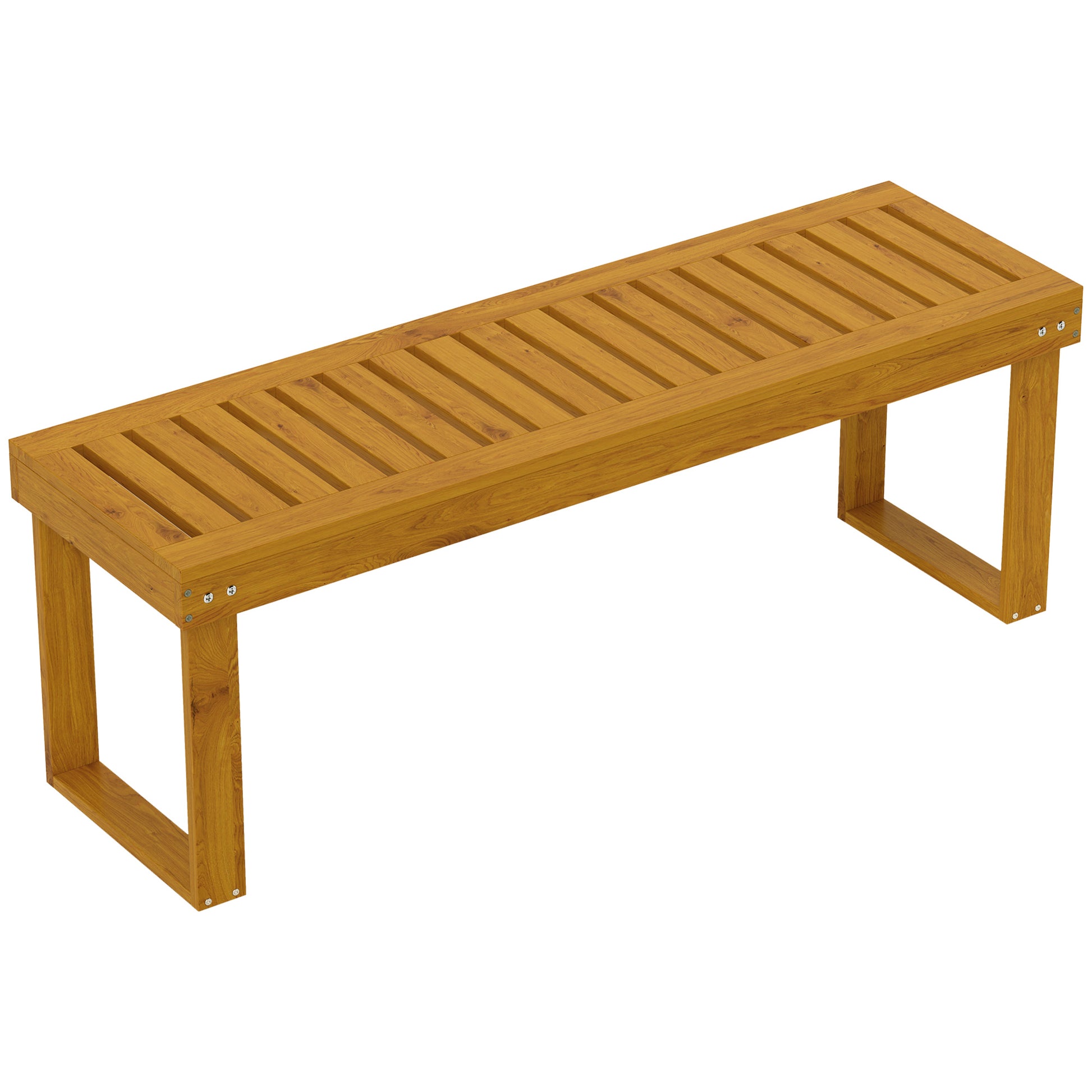 Outsunny Banco de Jardín de 2 Plazas Banco de Madera Asiento de Lamas Carga 300 kg Banco para Patio Terraza 120x34x43 cm Teca