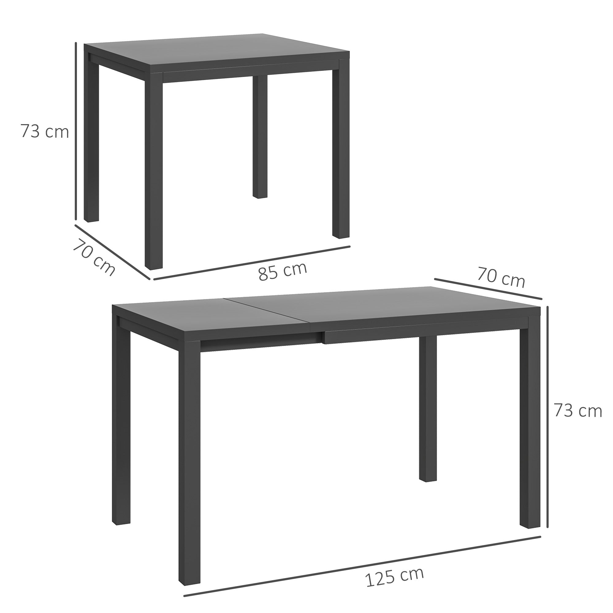 Outsunny Mesa de Jardín Extensible Mesa de Comedor Exterior Ajustable 85-125 cm con Borde de Aluminio Carga 70 kg Mesa Rectangular para 4-6 Personas para Patio Terraza Gris Oscuro