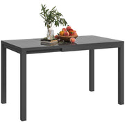 Outsunny Mesa de Jardín Extensible Mesa de Comedor Exterior Ajustable 85-125 cm con Borde de Aluminio Carga 70 kg Mesa Rectangular para 4-6 Personas para Patio Terraza Gris Oscuro